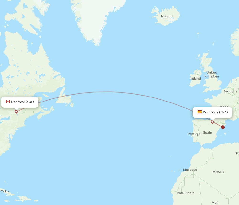 YUL to PNA flights and routes map