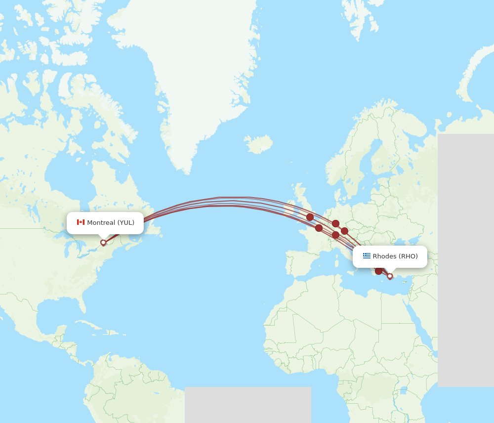 YUL-RHO flight routes