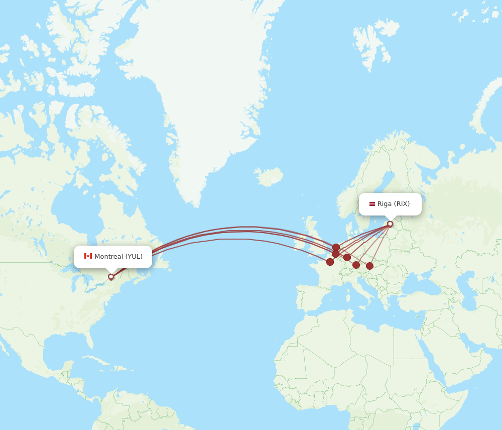 YUL-RIX flight routes