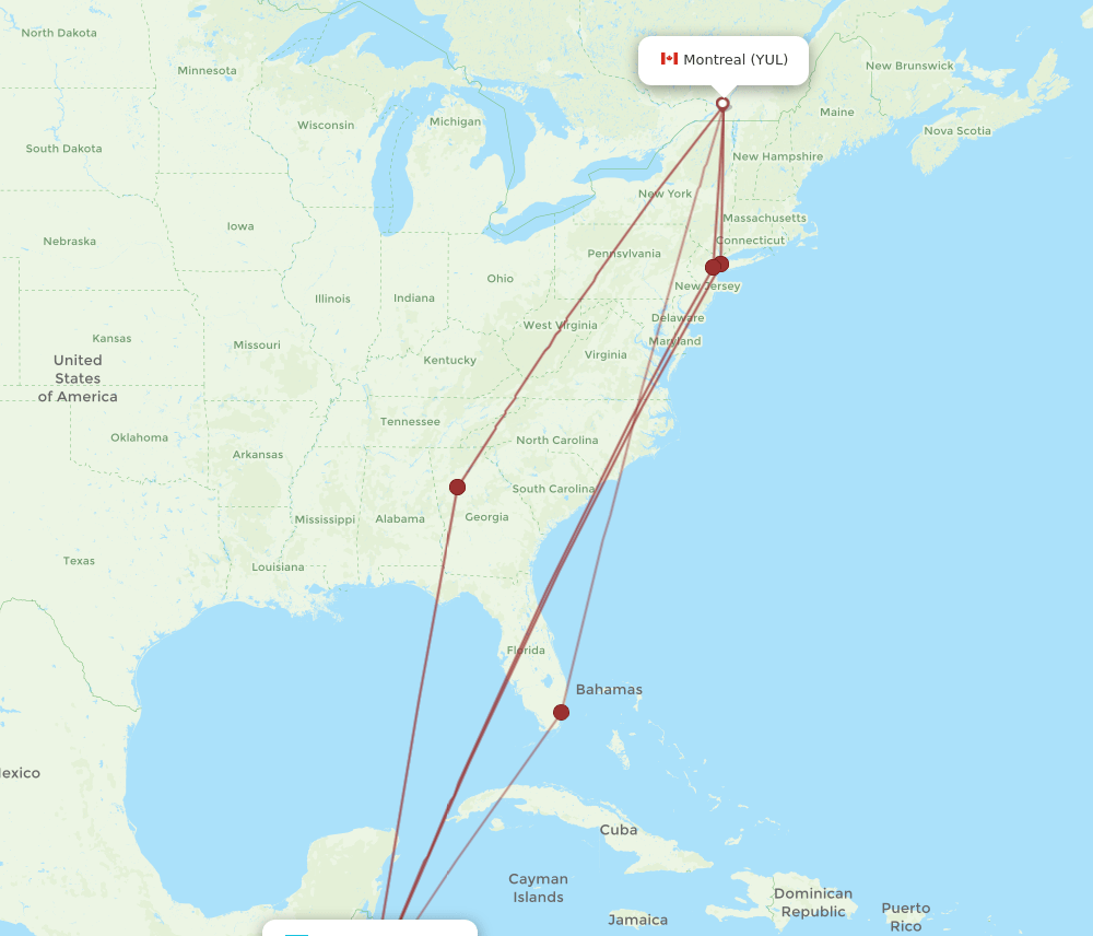 YUL-SAP flight routes