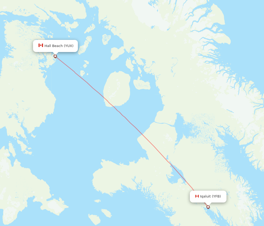 Hall Beach - Iqaluit route map and flight paths