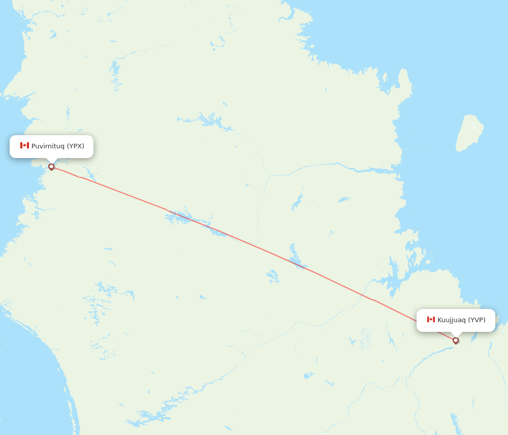 YVP to YPX flights and routes map