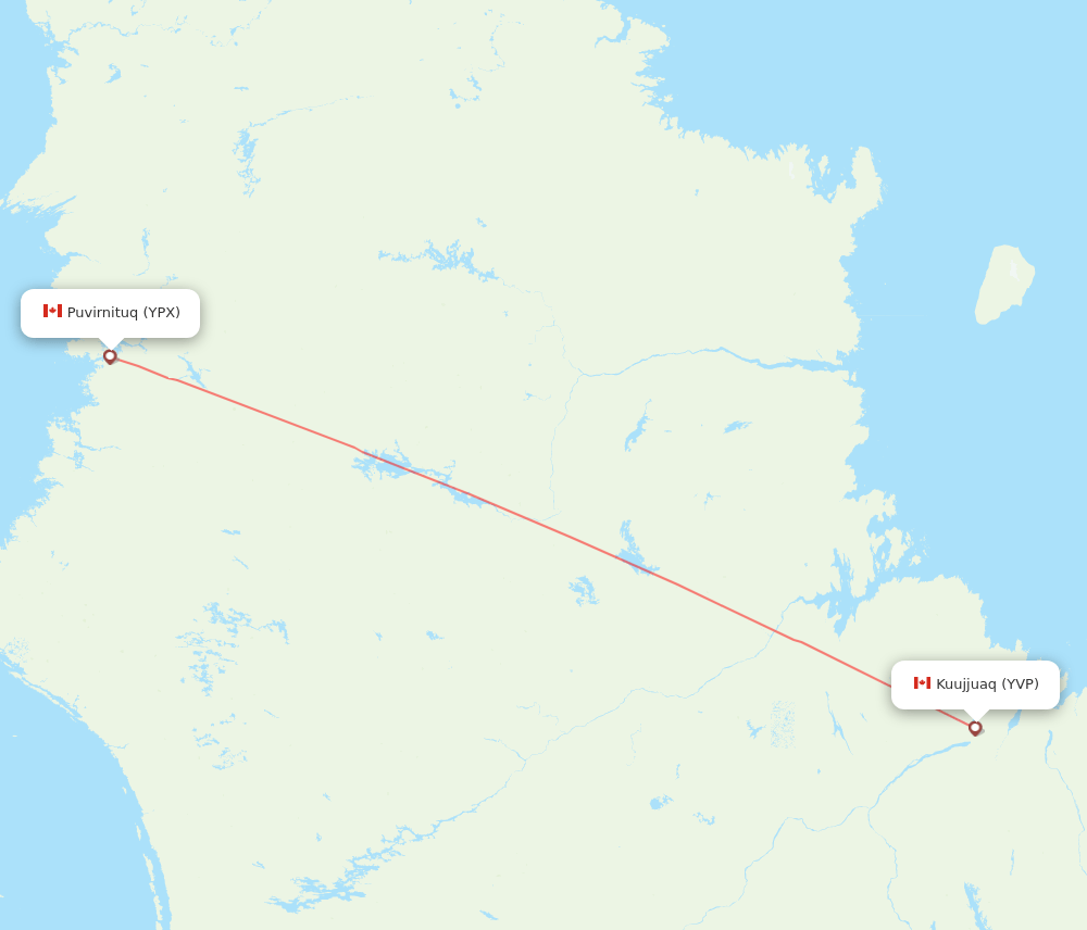 Kuujjuaq - Povungnituk route map and flight paths