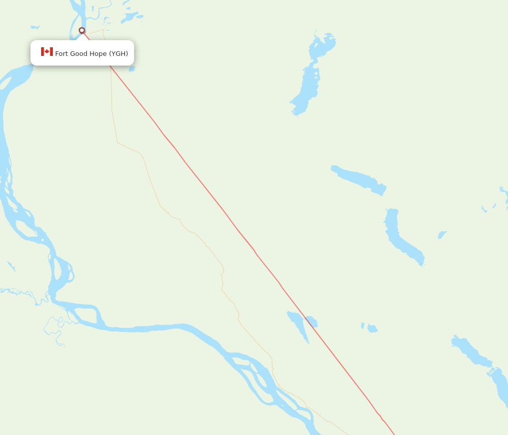 YVQ to YGH flights and routes map