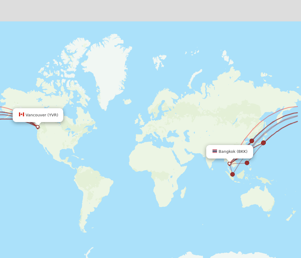 YVR to BKK flights and routes map