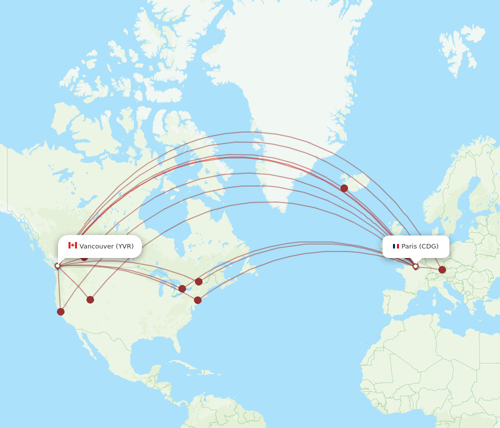 YVR-CDG flight routes