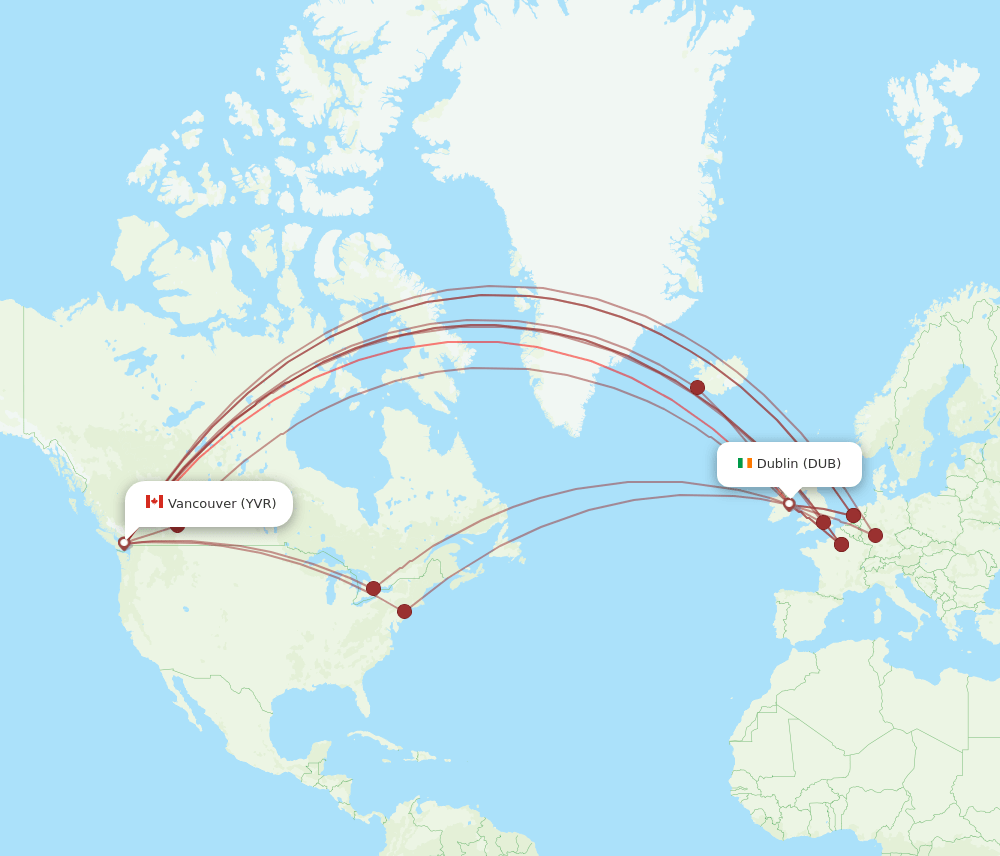 YVR-DUB flight routes