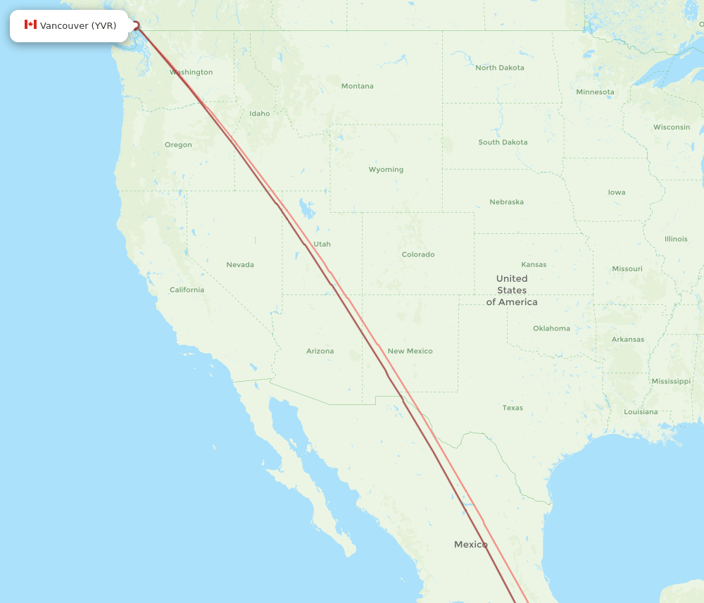 YVR to HUX flights and routes map