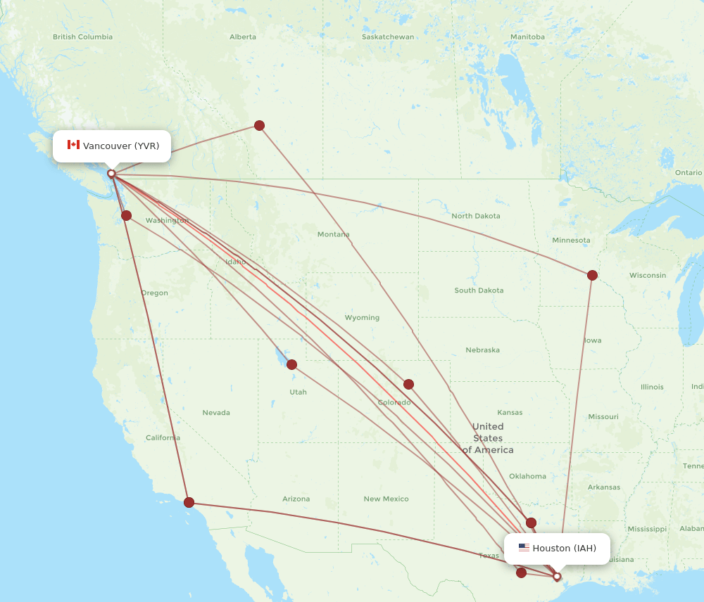 YVR-IAH flight routes