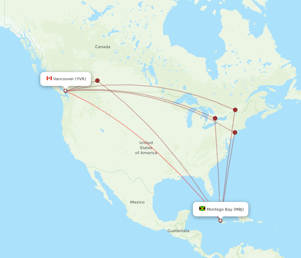 YVR-MBJ flight routes