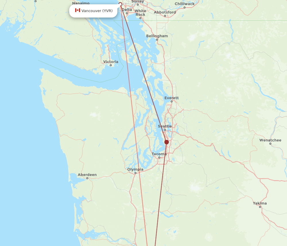 YVR-PDX flight routes