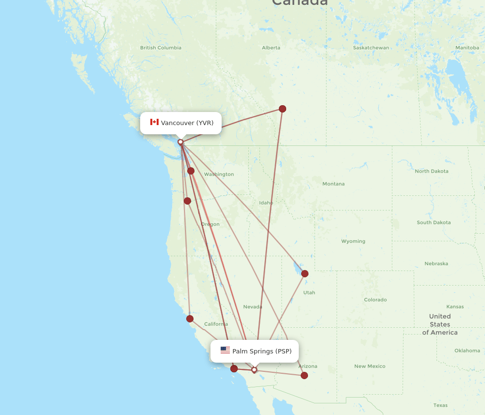 YVR-PSP flight routes