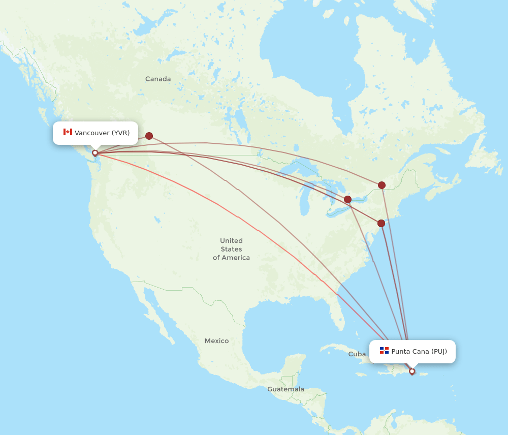 YVR-PUJ flight routes