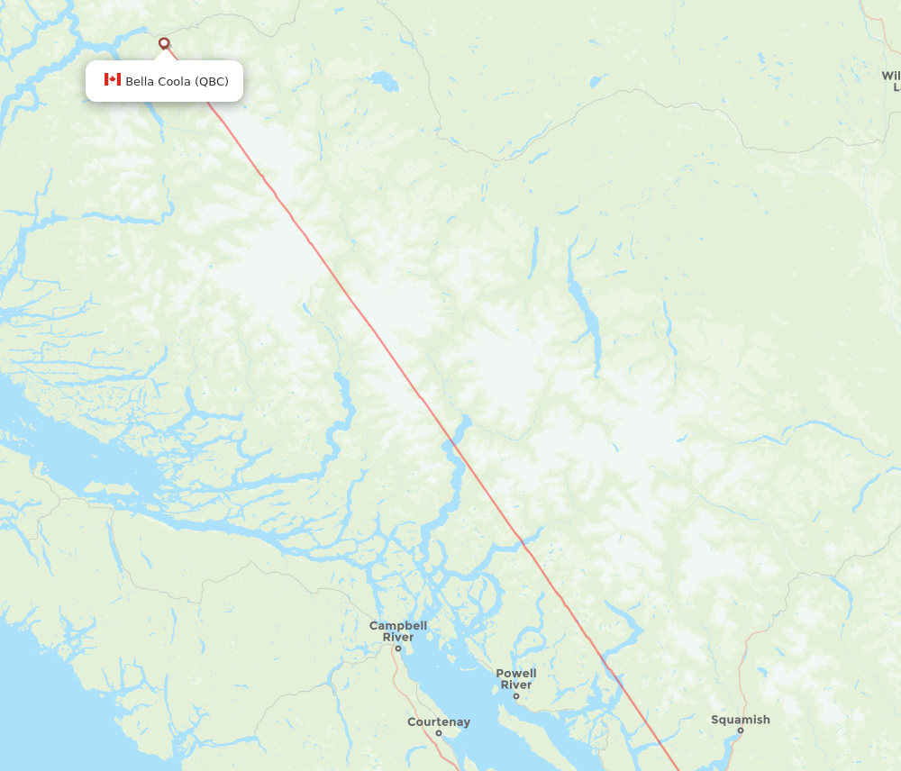 YVR to QBC flights and routes map