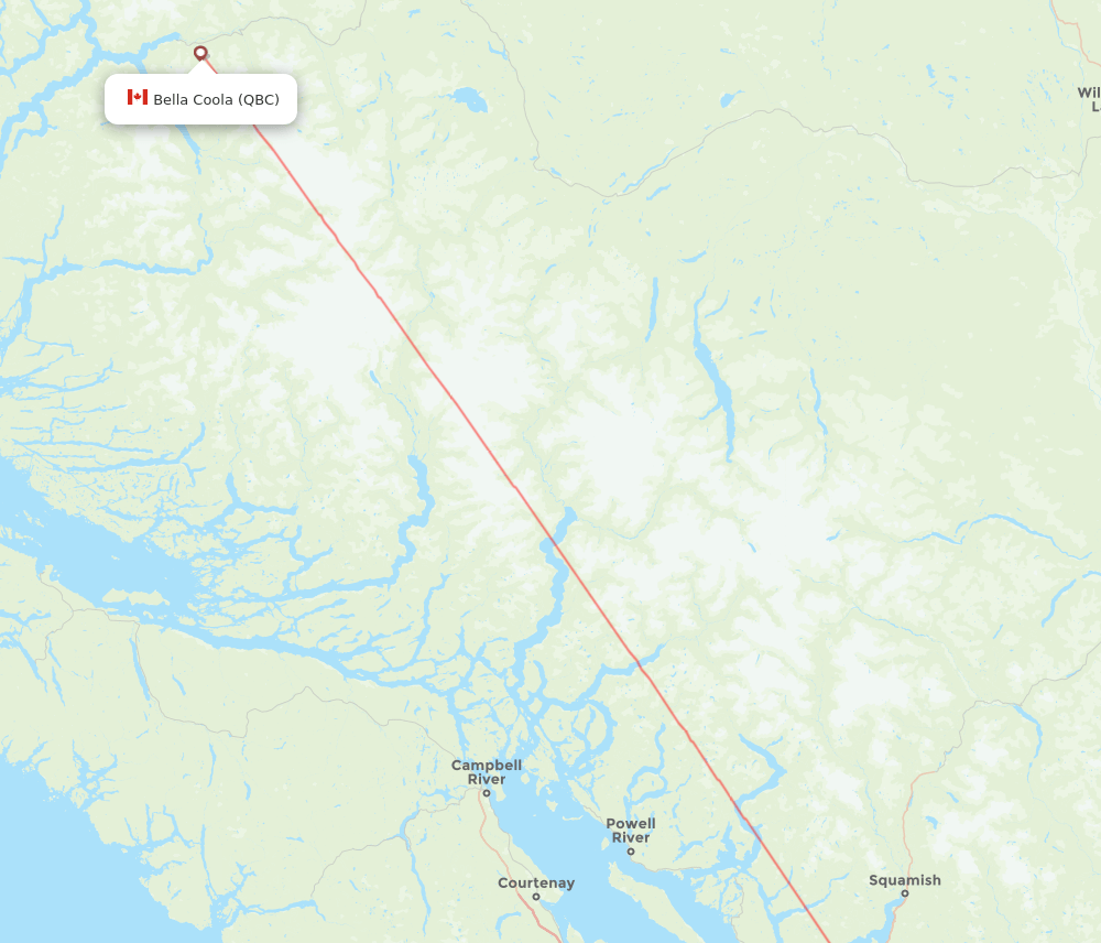 Vancouver - Bella Coola route map and flight paths