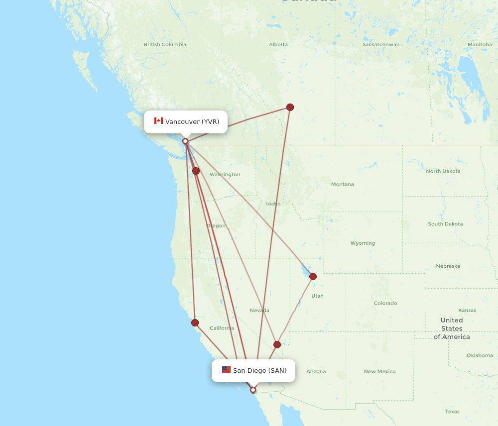 YVR-SAN flight routes