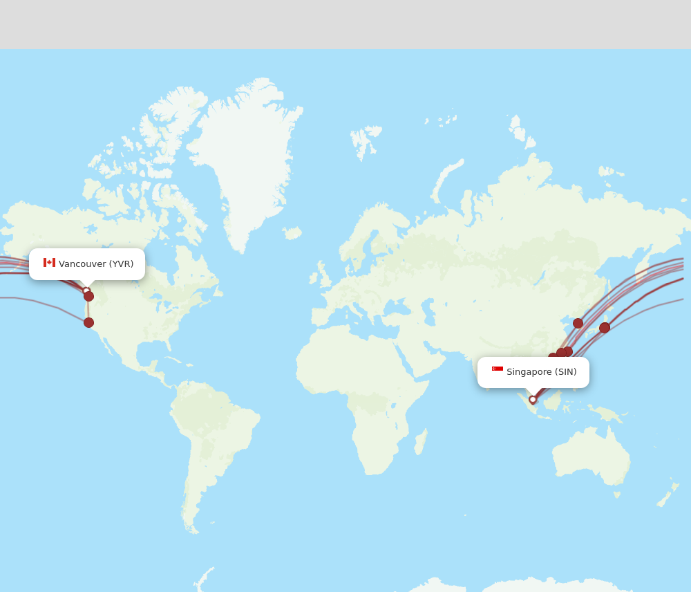 YVR to SIN flights and routes map