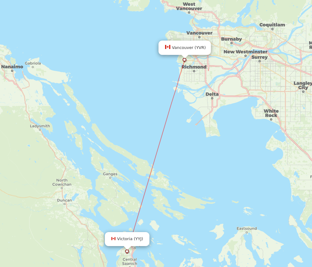 YVR to YYJ flights and routes map