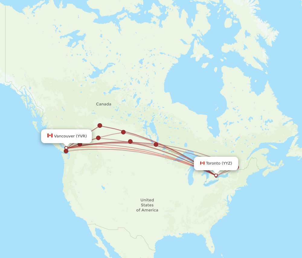 YVR - YYZ route map
