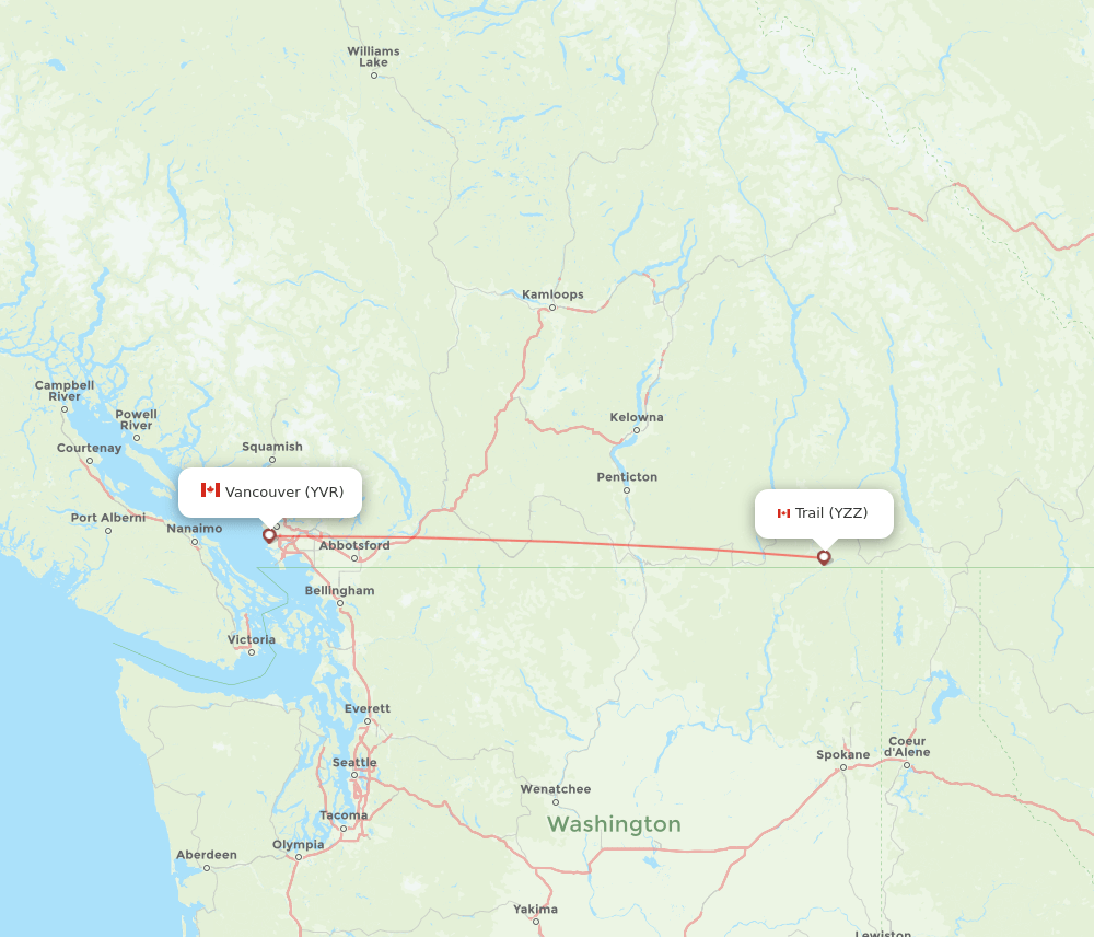 Vancouver - Trail route map and flight paths