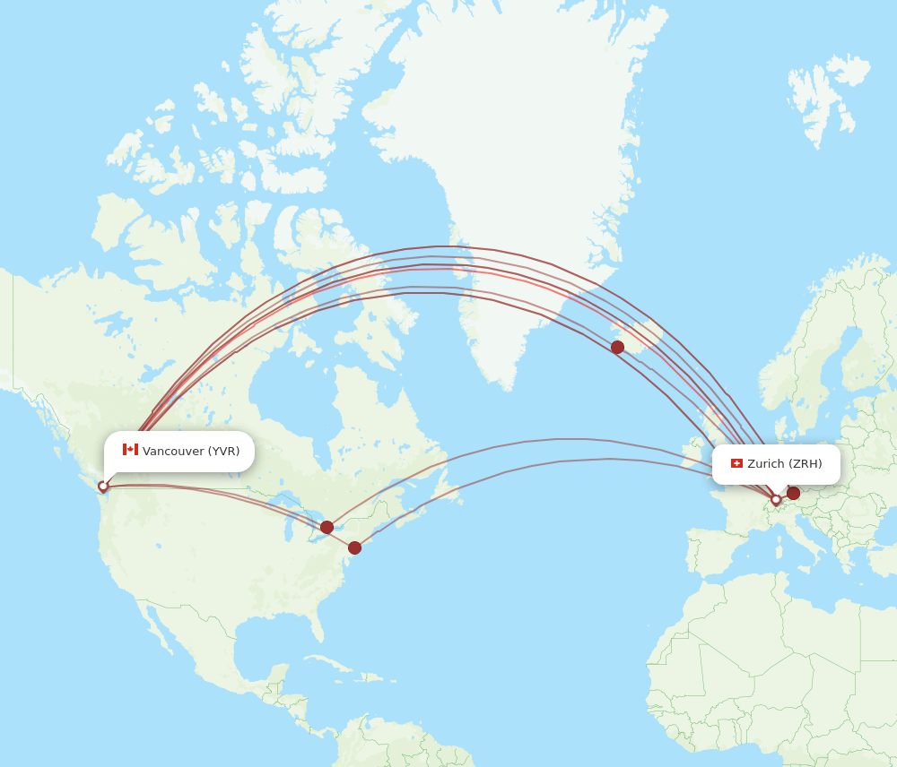 YVR-ZRH flight routes