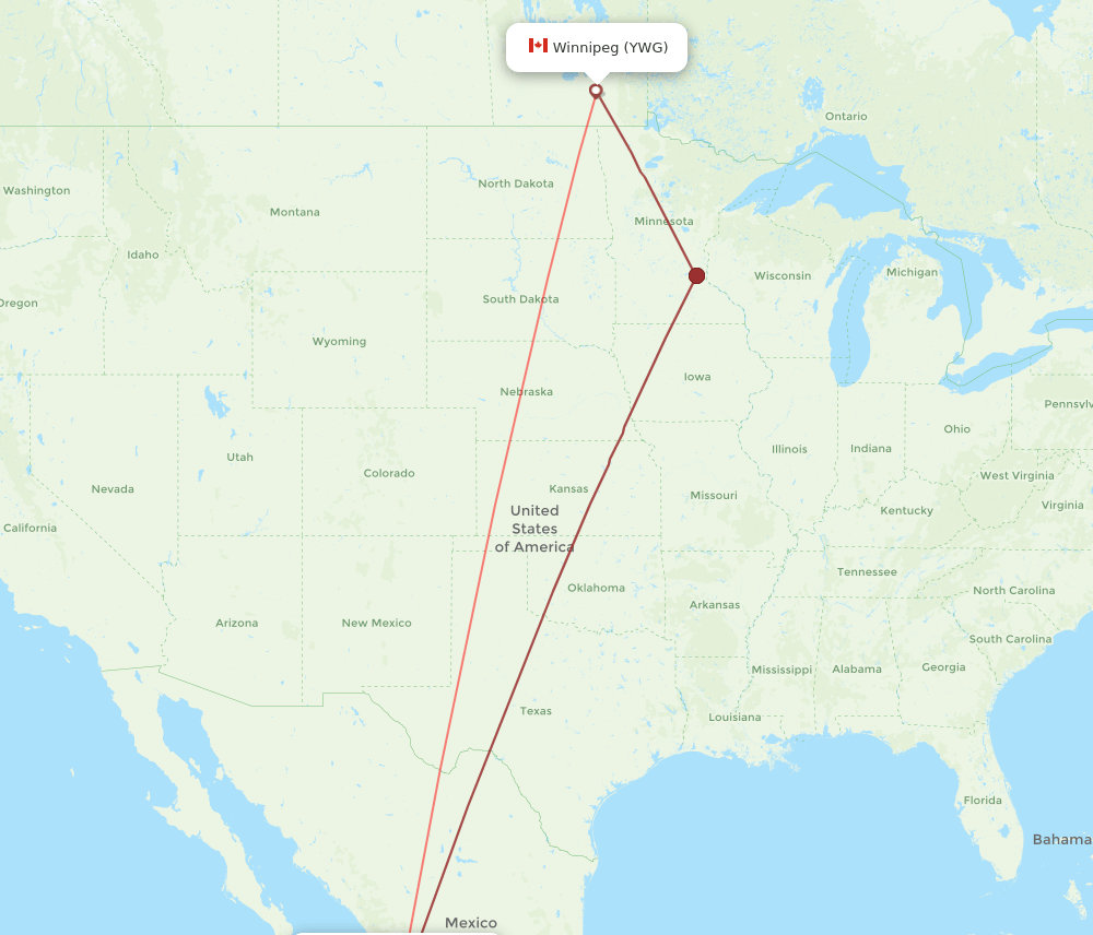 YWG-PVR flight routes