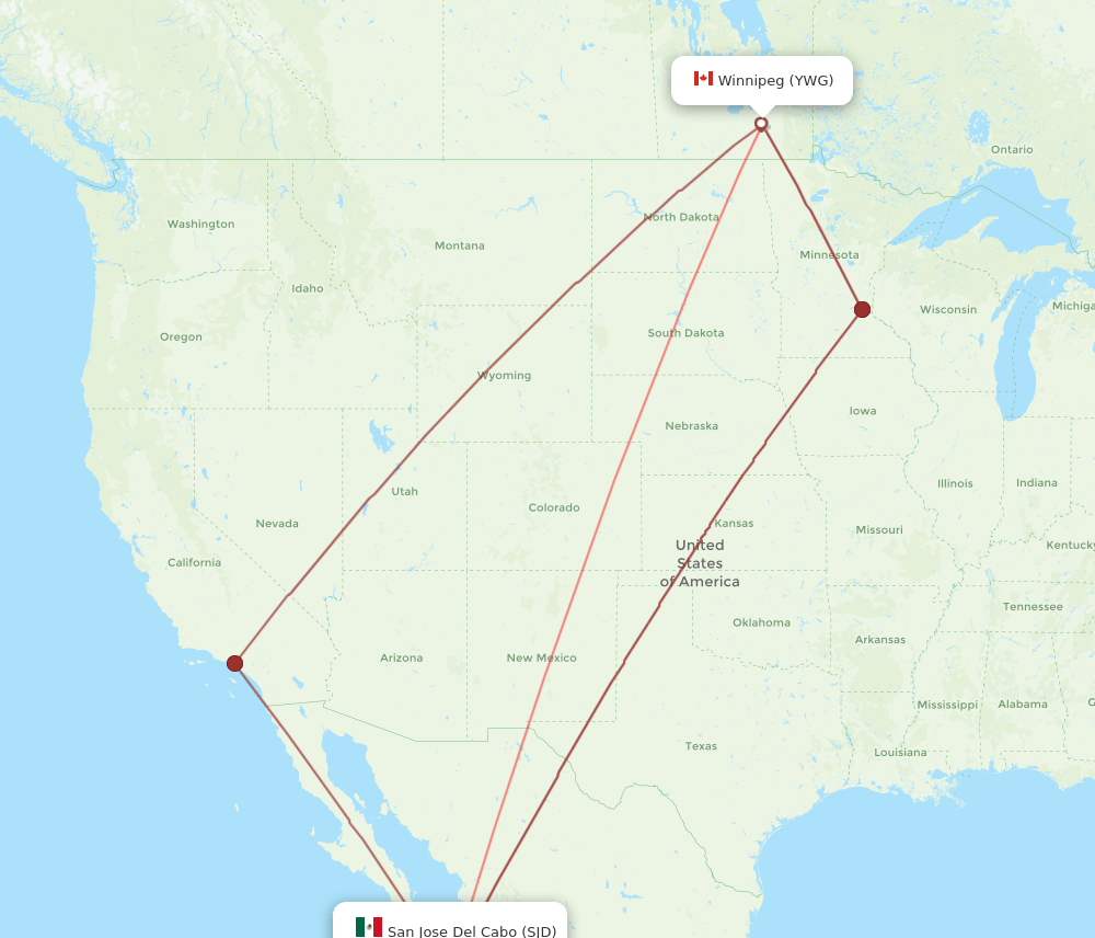 YWG-SJD flight routes