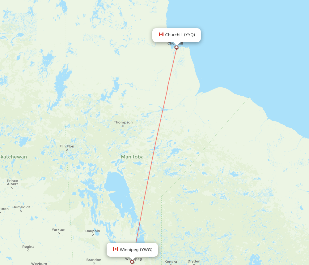 YWG-YYQ flight routes