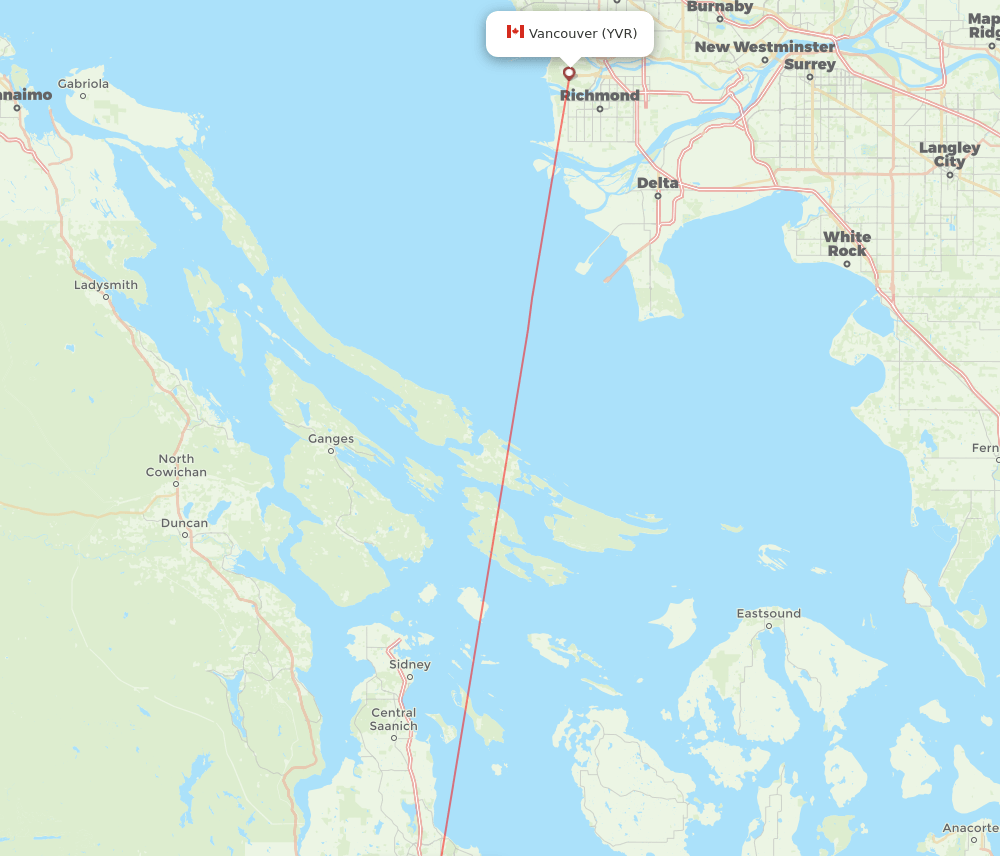 YWH to YVR flights and routes map