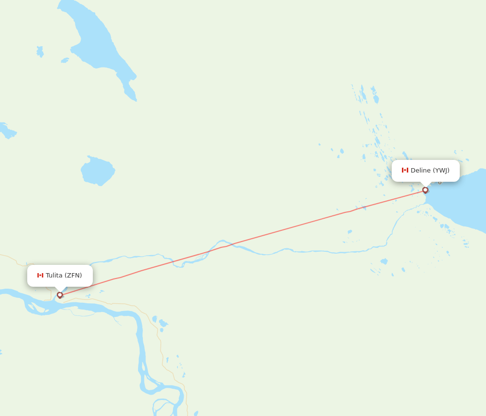 Deline - Tulita/Fort Norman route map and flight paths