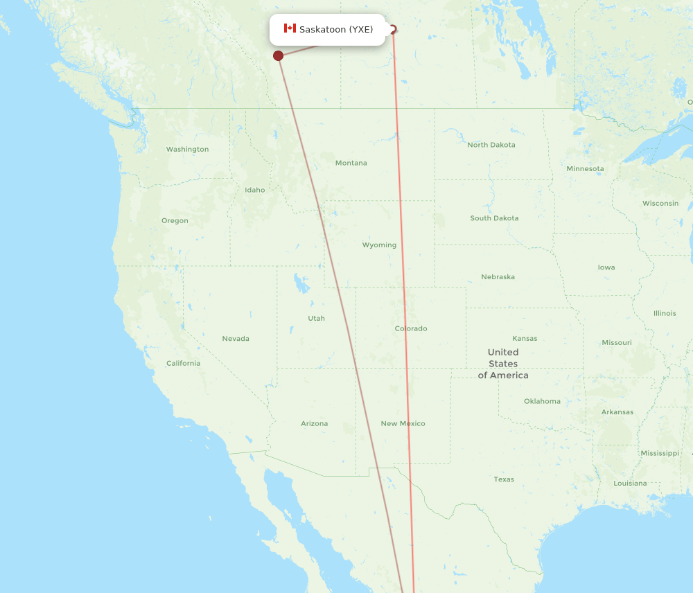 YXE to PVR flights and routes map