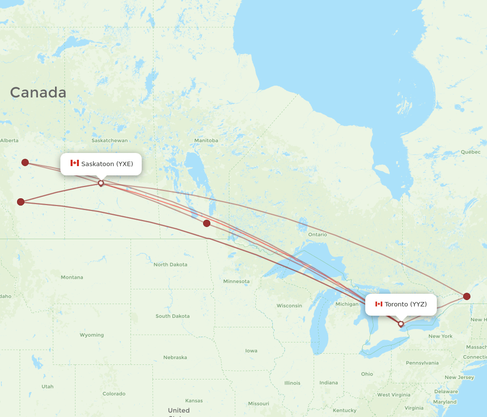 YXE-YYZ flight routes