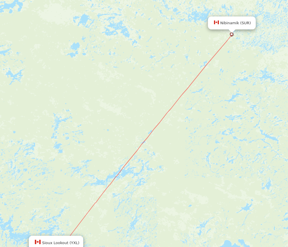 YXL to SUR flights and routes map