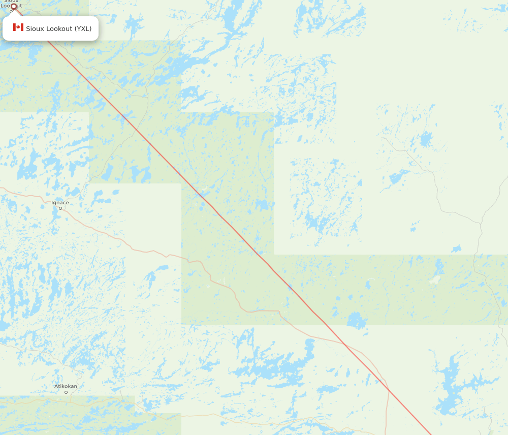 Sioux Lookout - Thunder Bay route map and flight paths