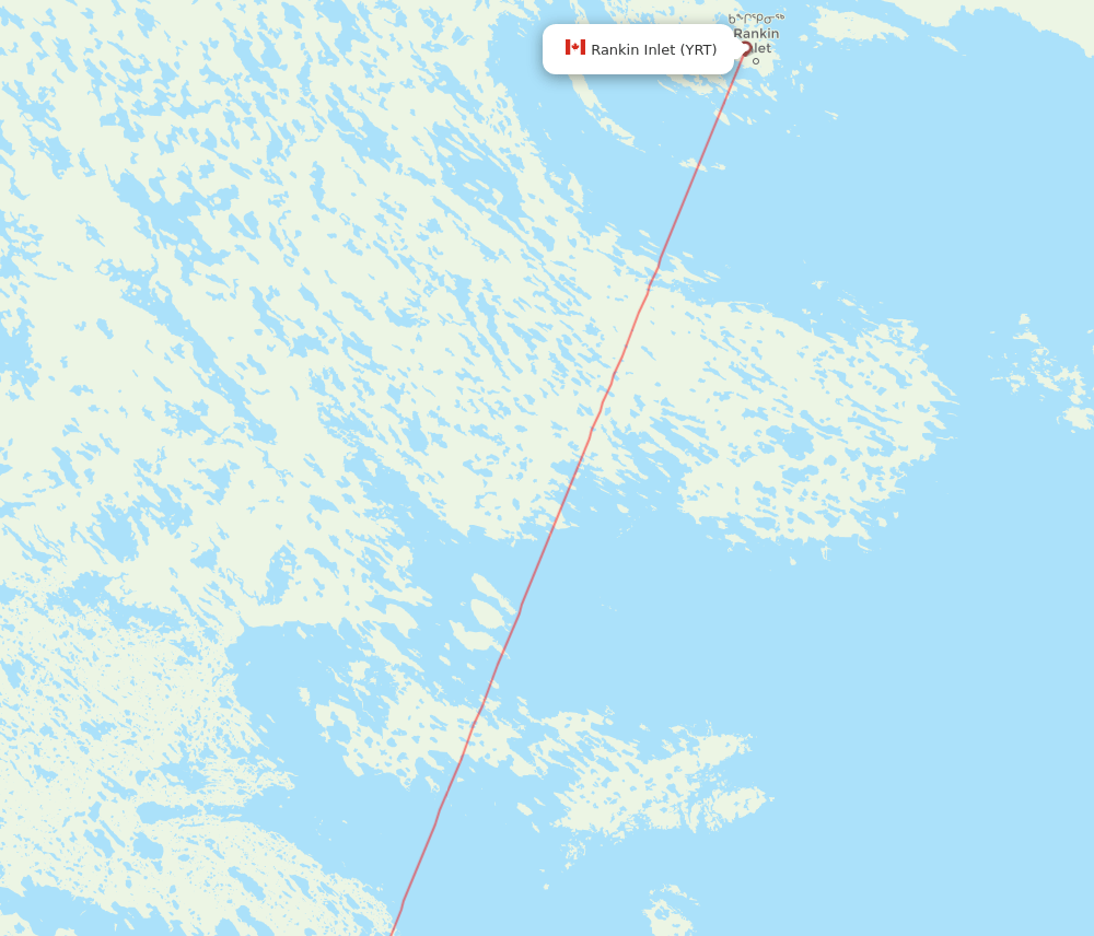 Whale Cove - Rankin Inlet route map and flight paths