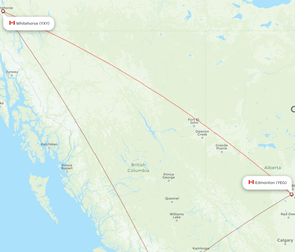 YXY-YEG flight routes