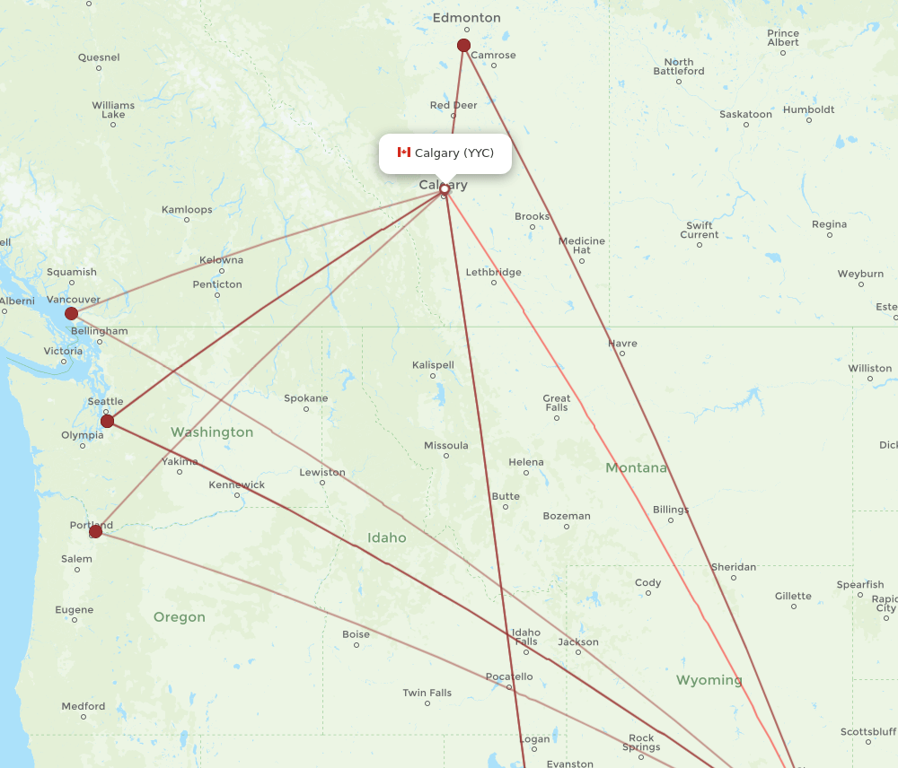 YYC-DEN flight routes