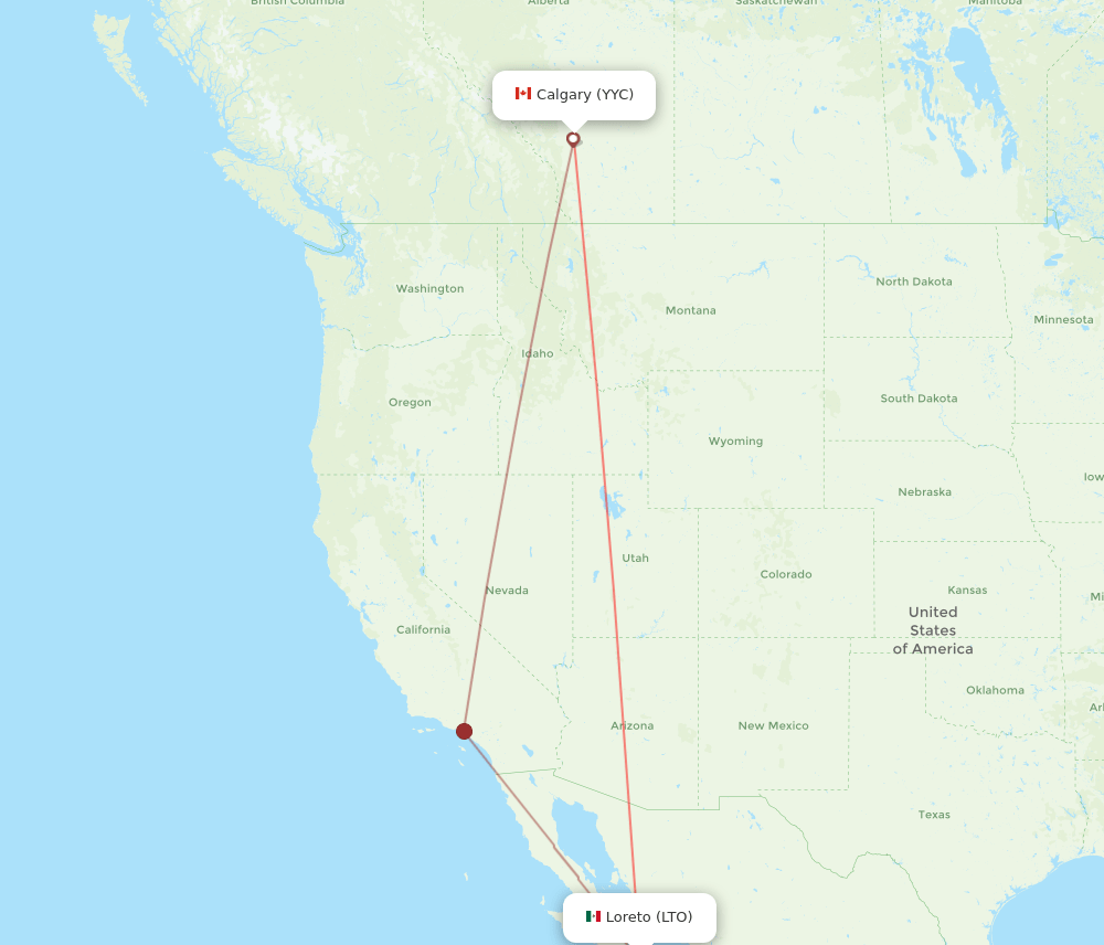 YYC-LTO flight routes