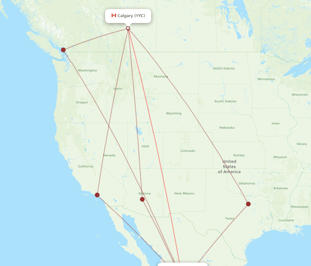 YYC-MZT flight routes