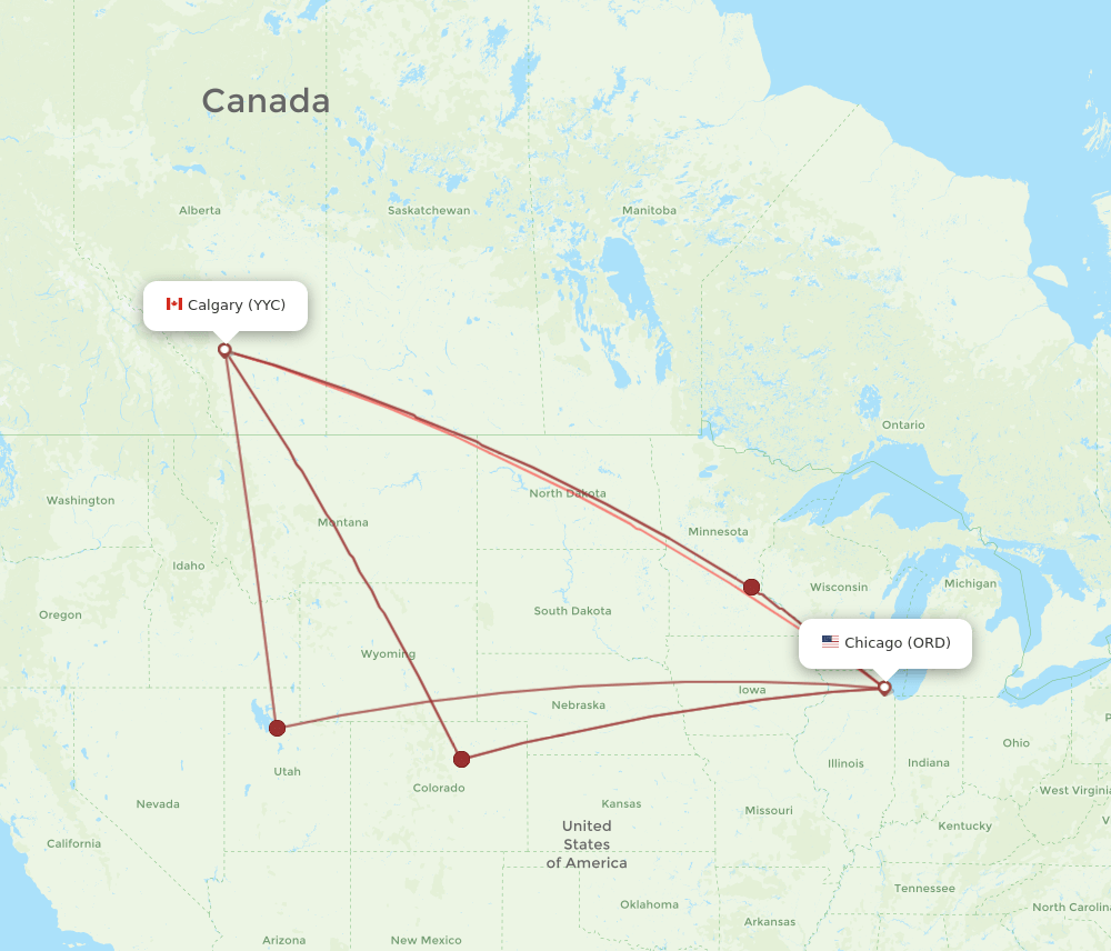 YYC-ORD flight routes