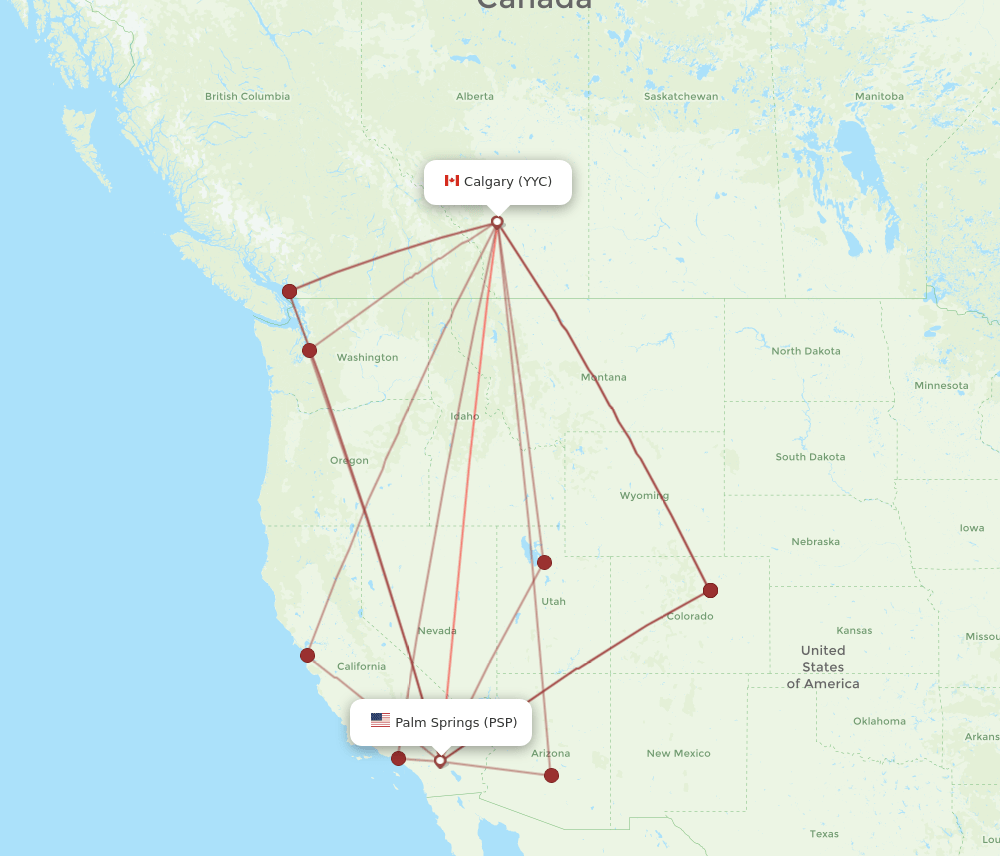 YYC-PSP flight routes