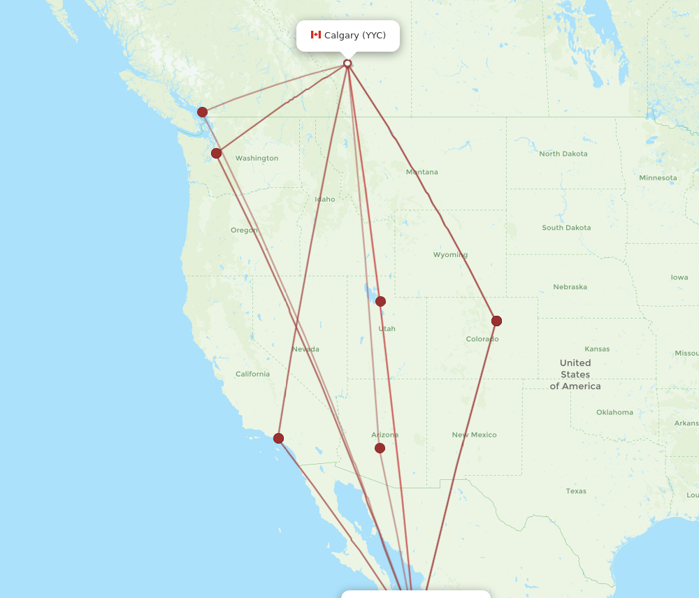 YYC to SJD flights and routes map