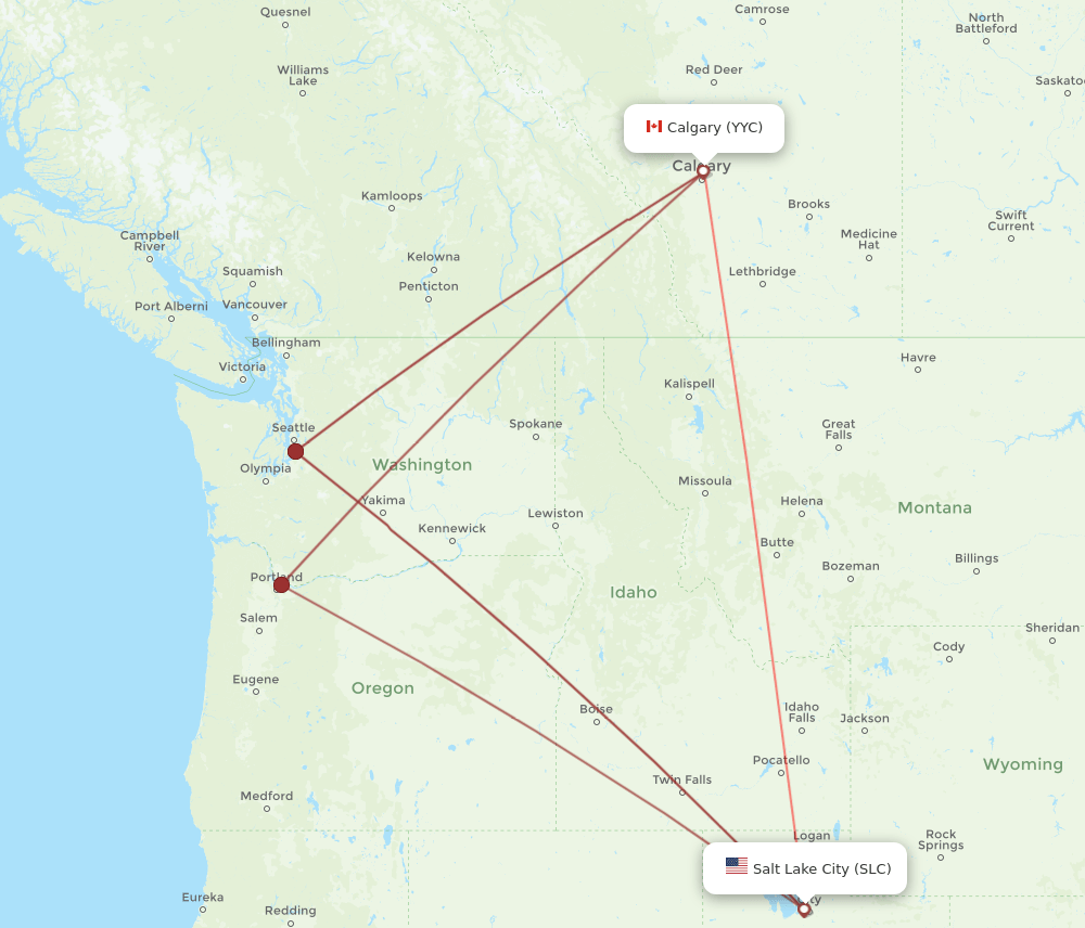 YYC-SLC flight routes