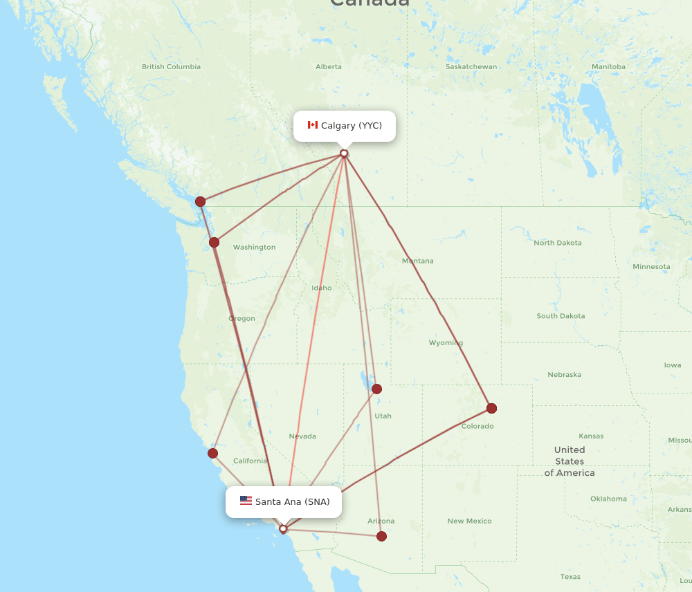 YYC-SNA flight routes