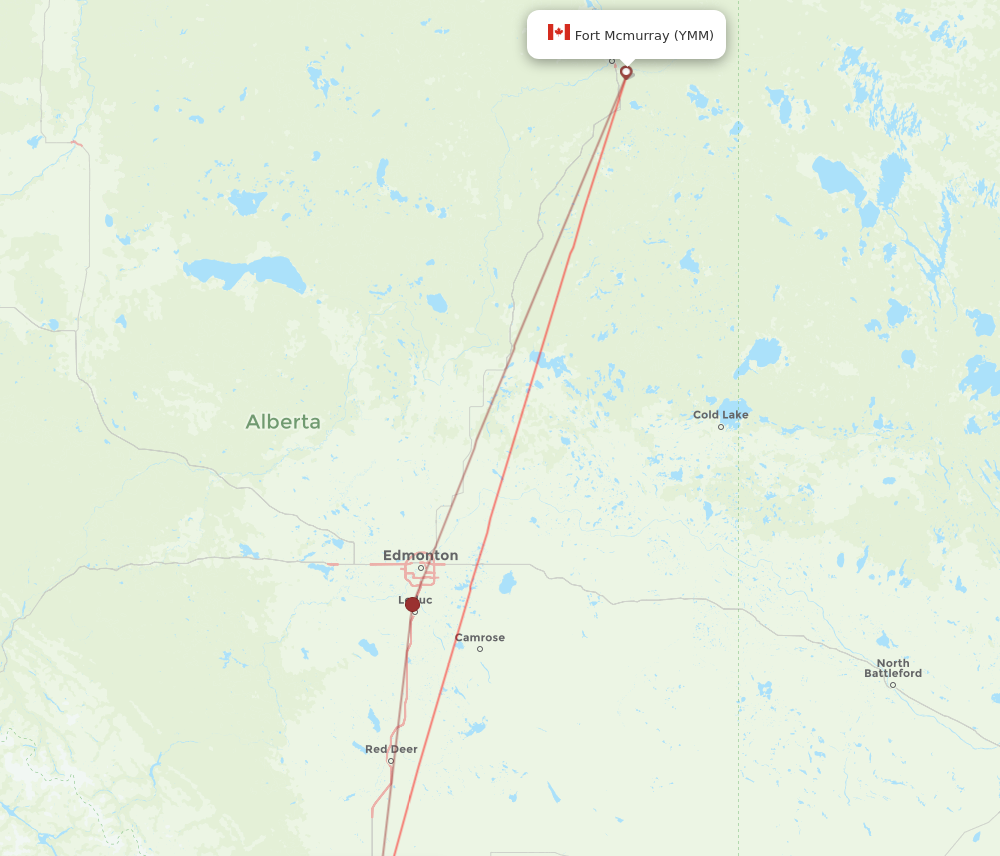 YYC to YMM flights and routes map