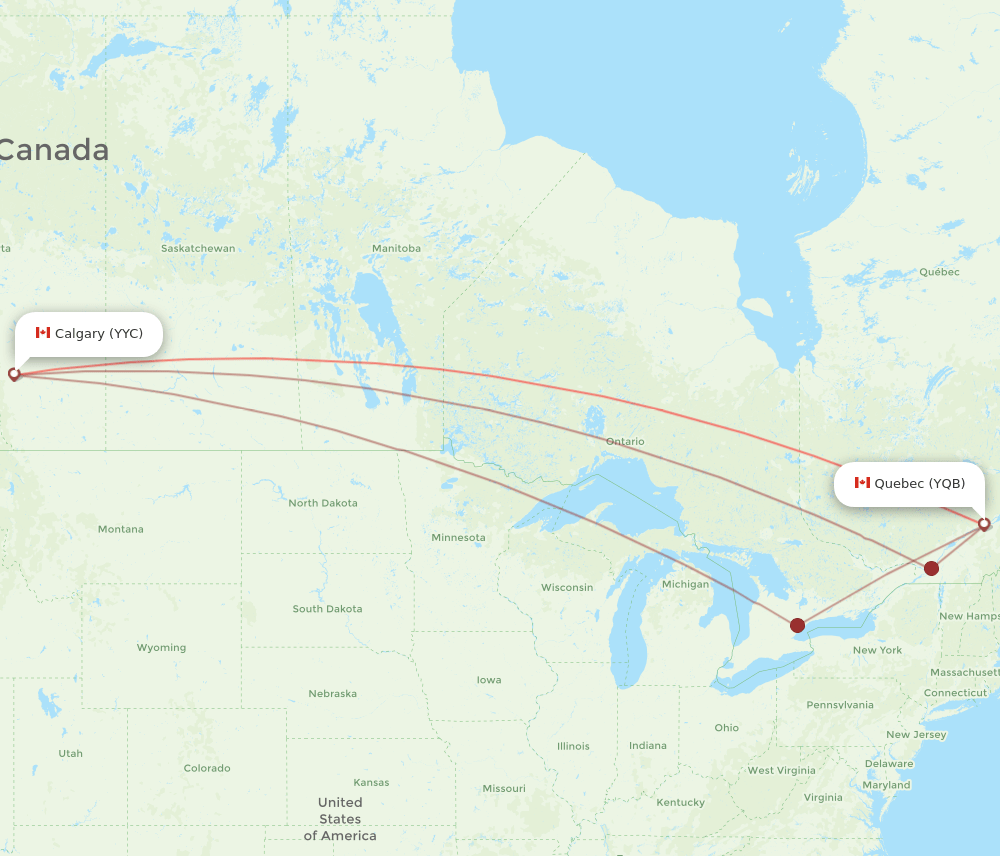 YYC-YQB flight routes