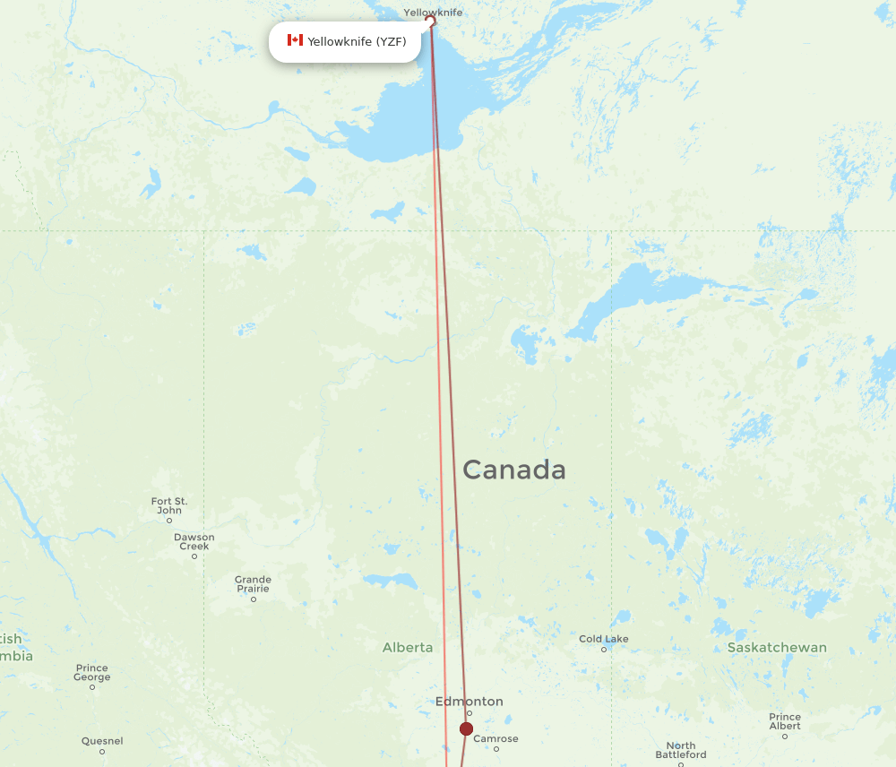 YYC-YZF flight routes