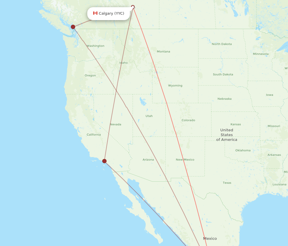 YYC to ZIH flights and routes map