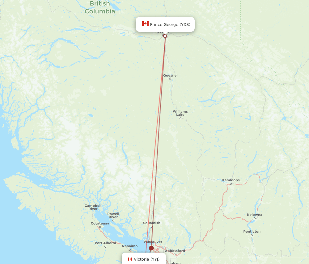 YYJ-YXS flight routes