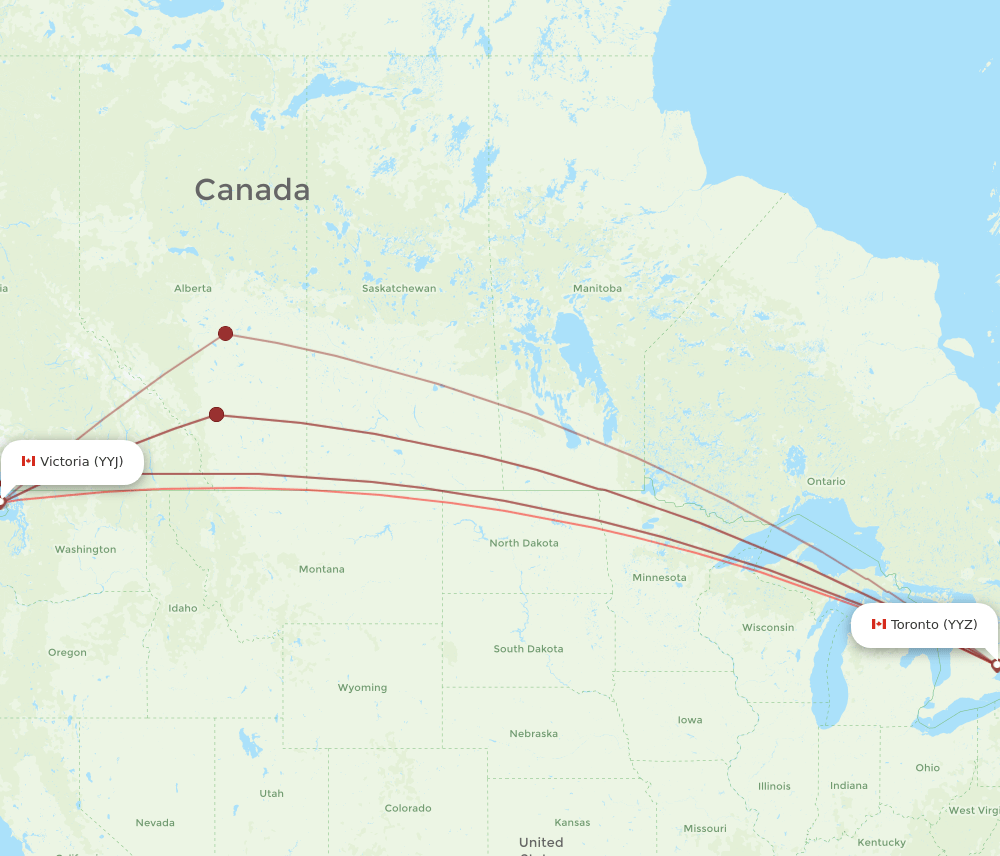 YYJ-YYZ flight routes